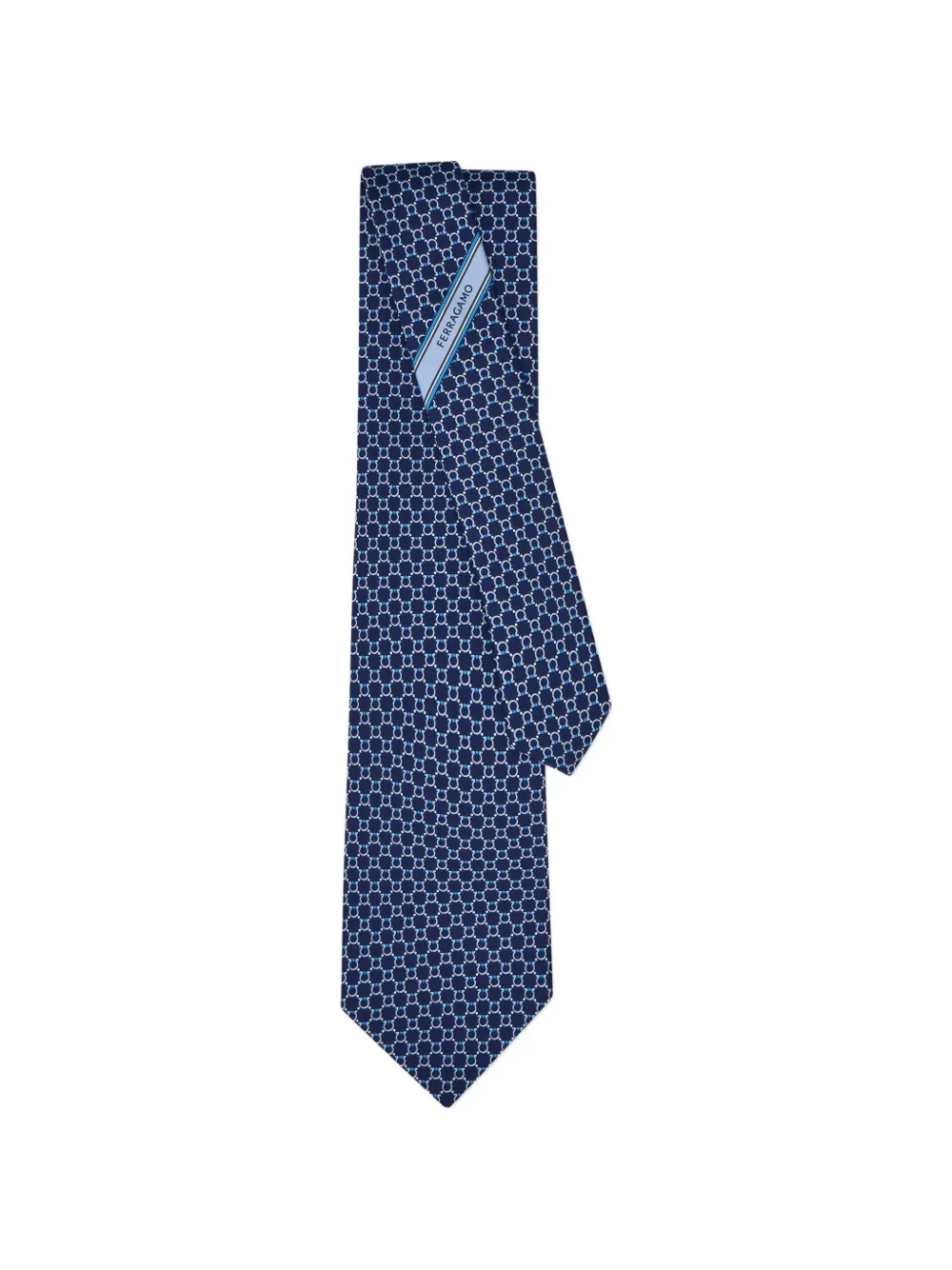 Ferragamo Gancini print silk tie Blauw