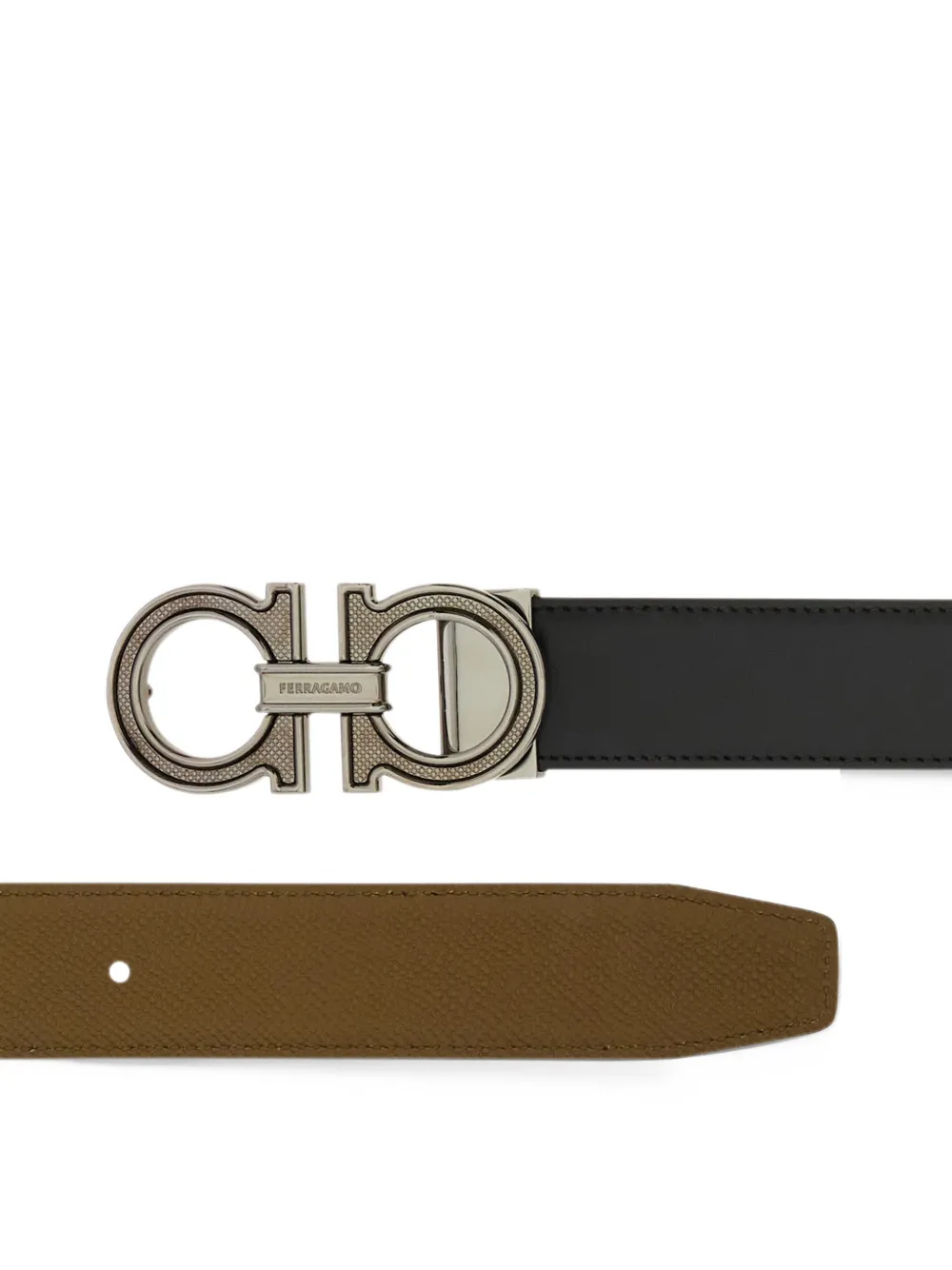 Ferragamo Reversible and adjustable Gancini belt Zwart