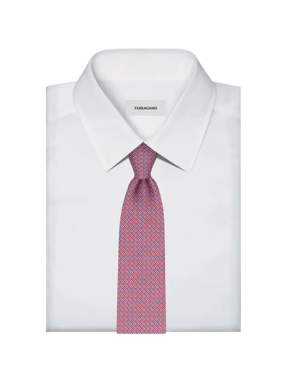 Ferragamo Brackets print silk tie Rood