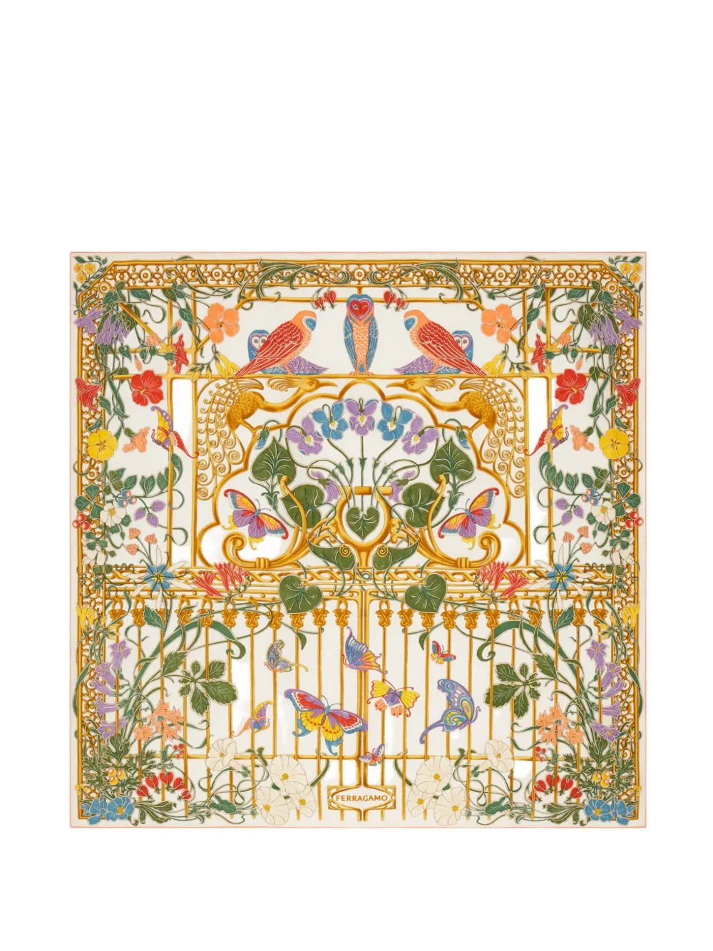 Ferragamo Liberty print silk scarf Beige