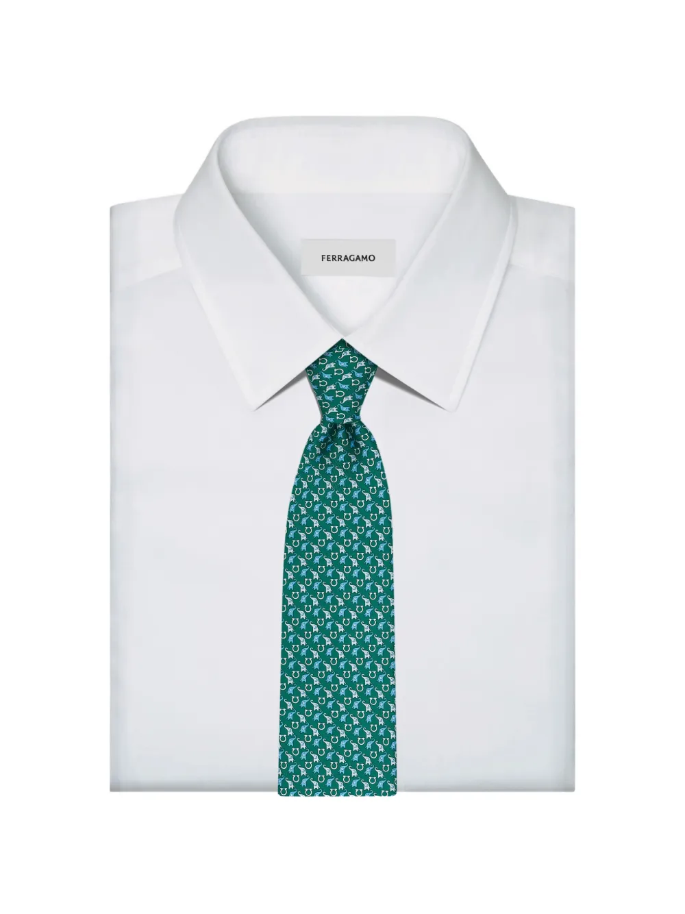 Ferragamo Baby elephant print silk tie Groen