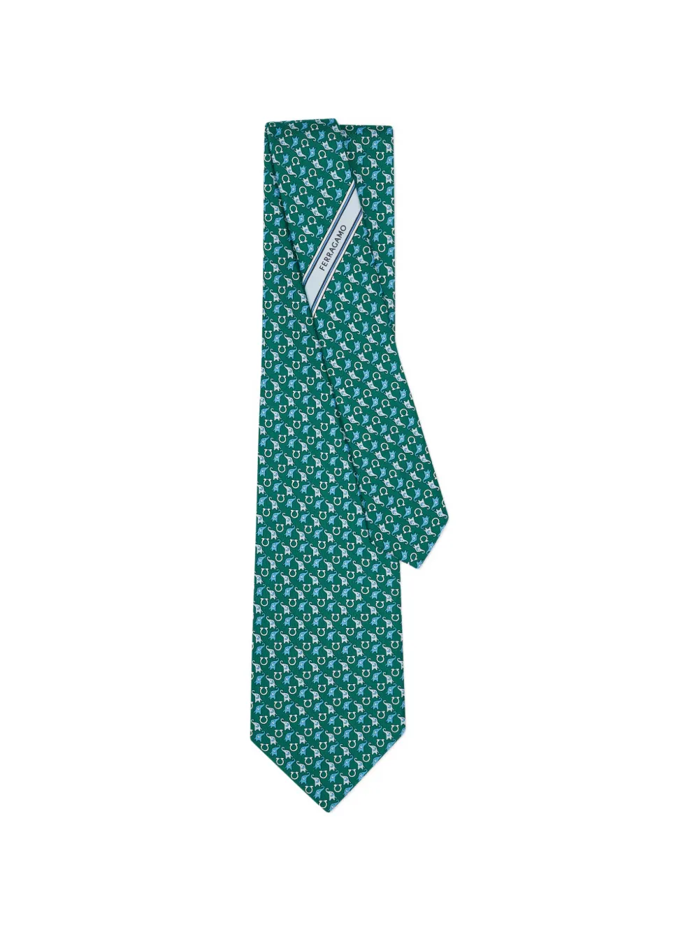 Ferragamo Baby elephant print silk tie Groen