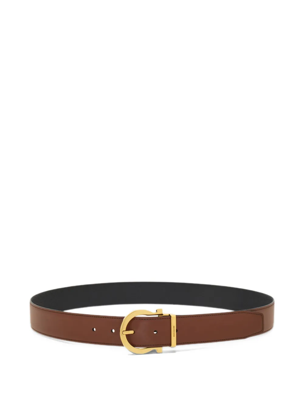 Ferragamo Reversible and adjustable single Gancini belt Bruin
