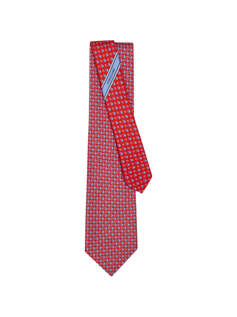 Ferragamo Goat-print silk tie Rood