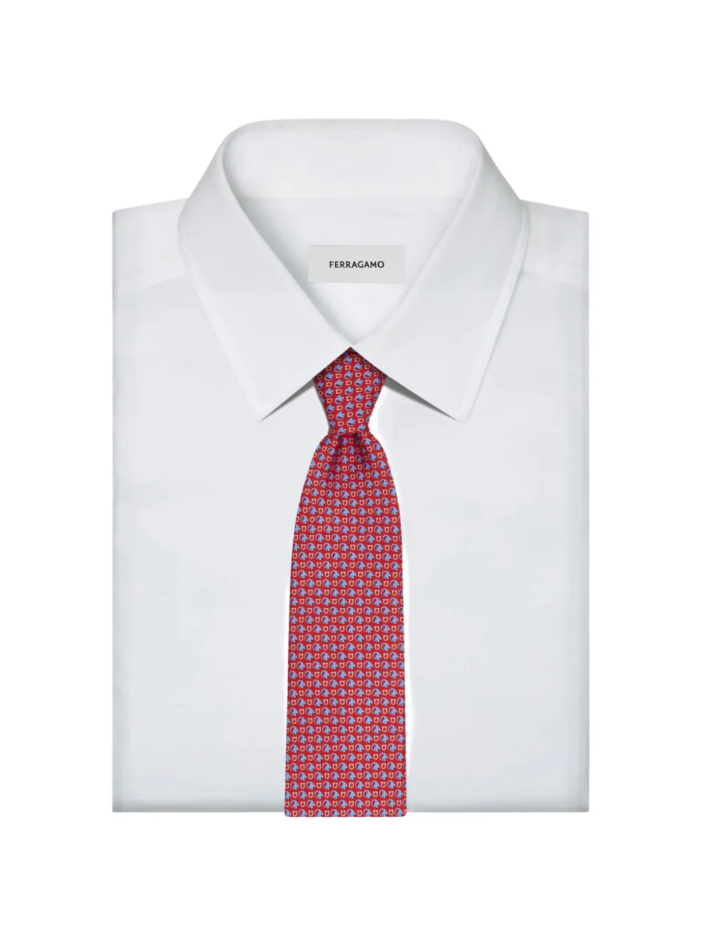 Ferragamo Goat-print silk tie Rood