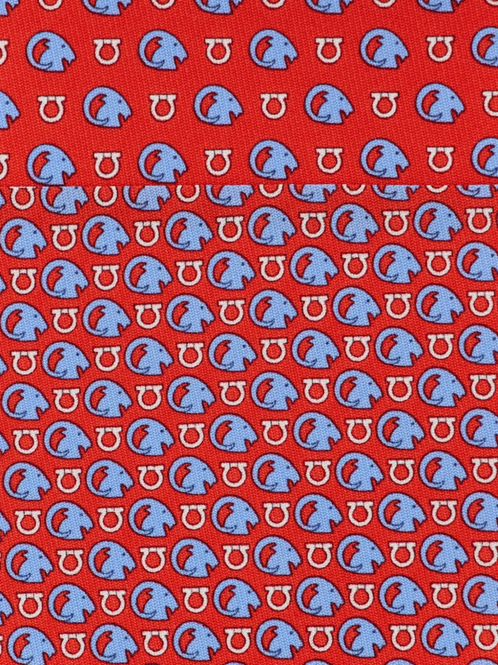 Ferragamo Goat-print silk tie Rood