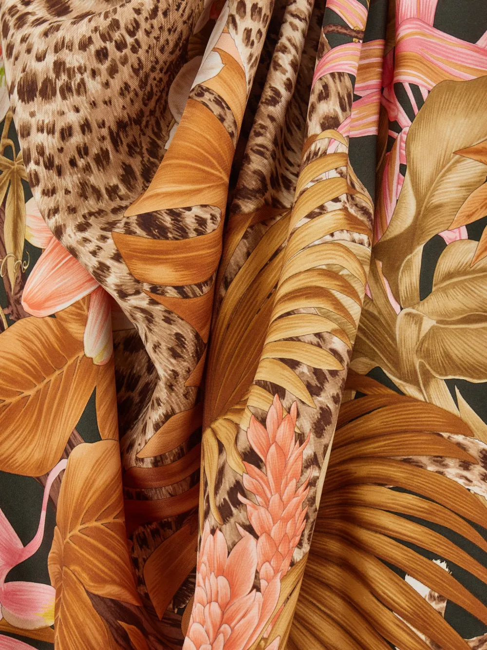 Ferragamo Felines print silk scarf Beige