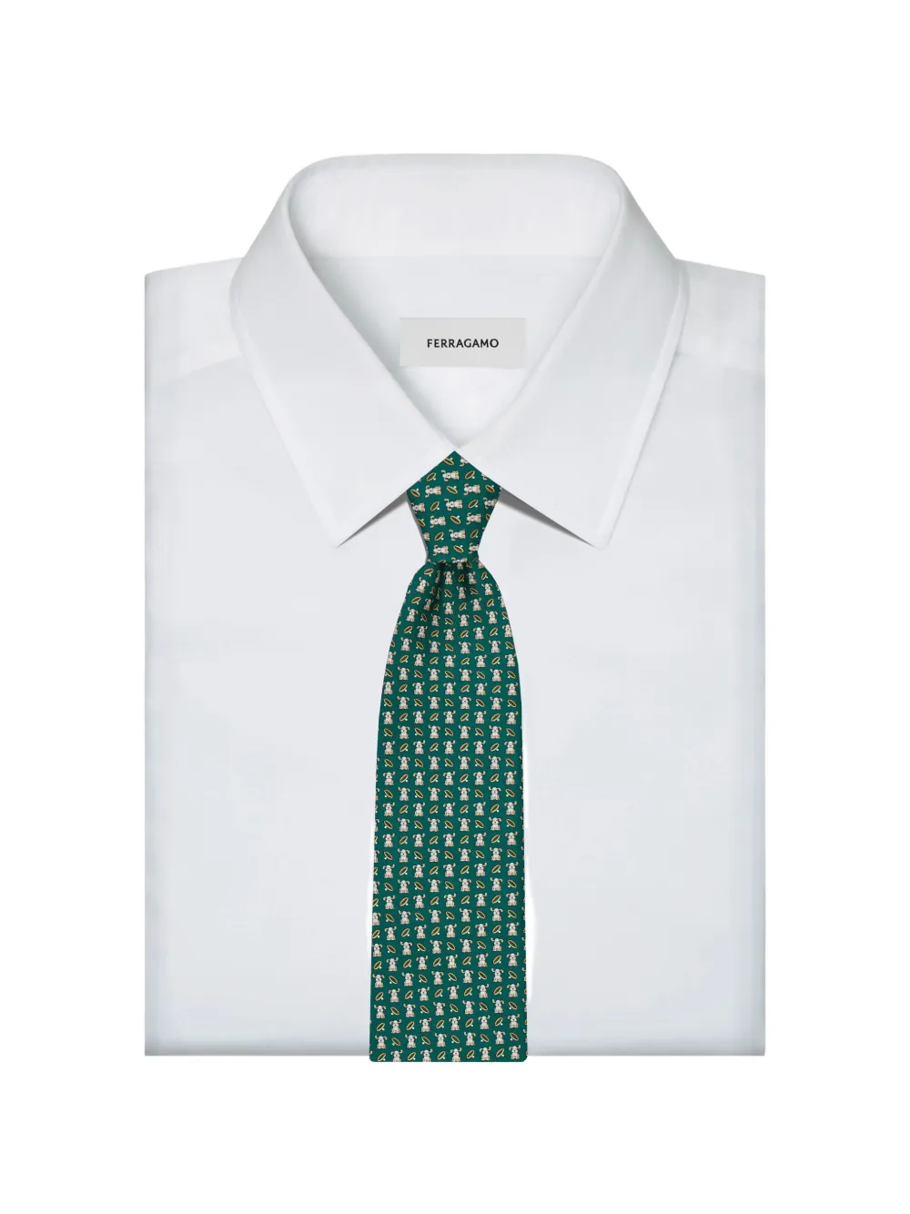 Ferragamo Fido print silk tie Groen