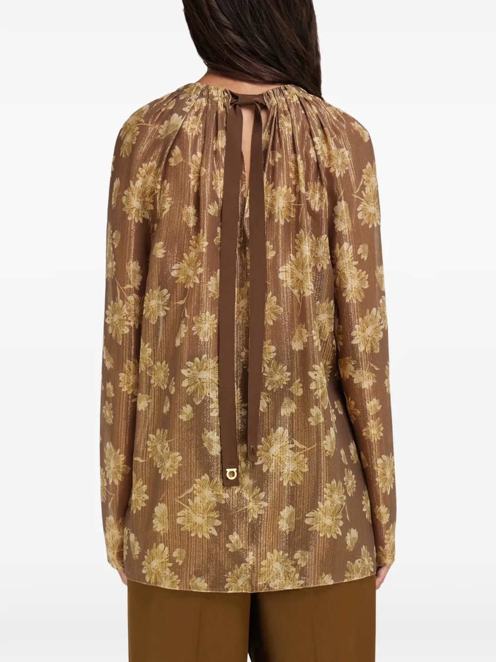 Ferragamo Silk lamé blouse Bruin