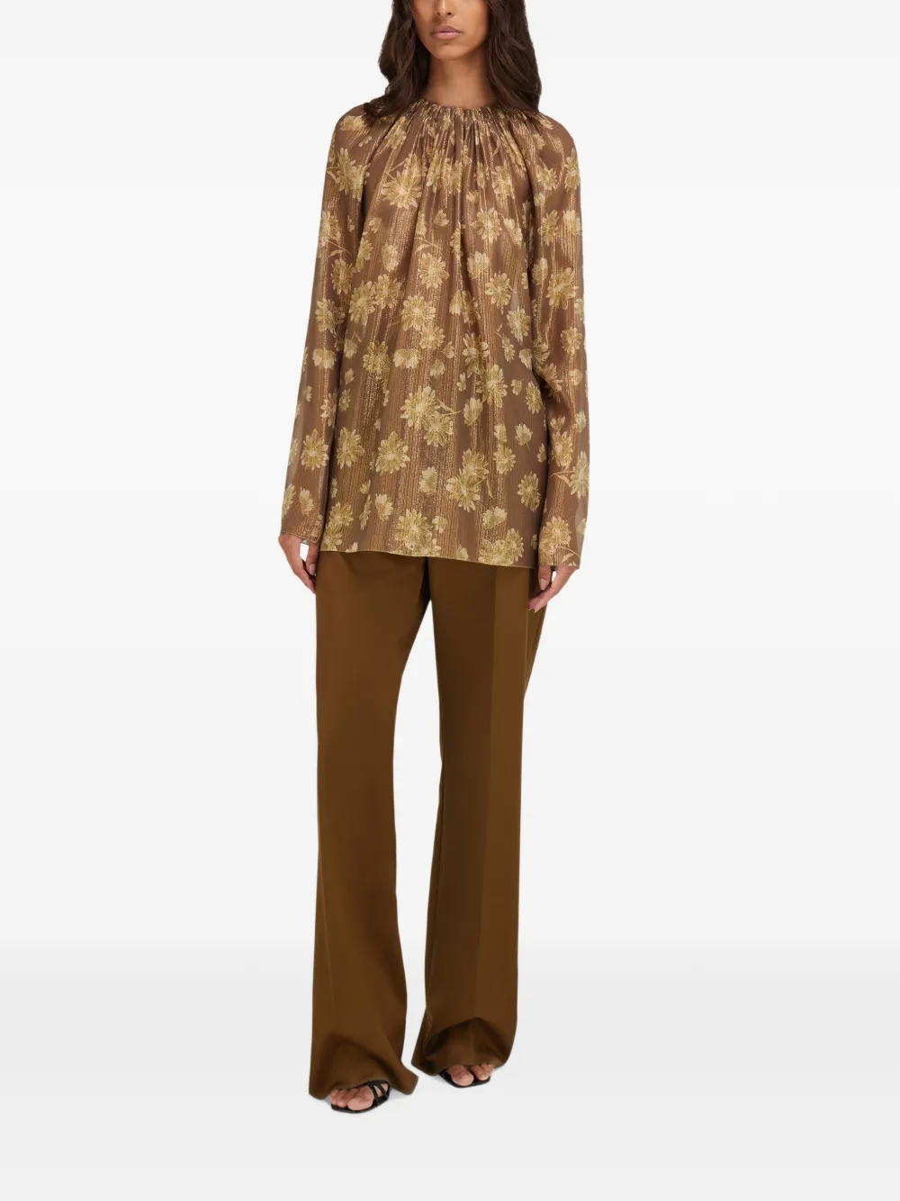 Ferragamo Silk lamé blouse Bruin