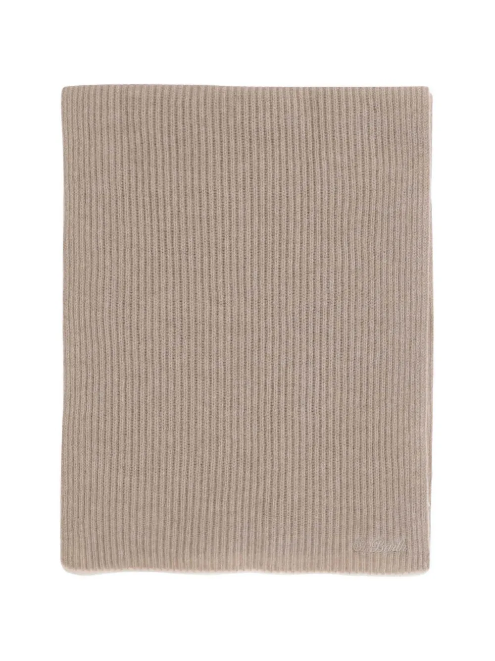 MC2 Saint Barth logo-embroidered ribbed-knit scarf Beige