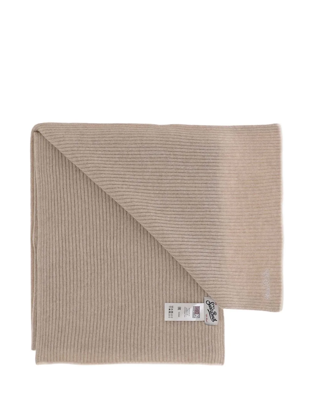 MC2 Saint Barth logo-embroidered ribbed-knit scarf Beige