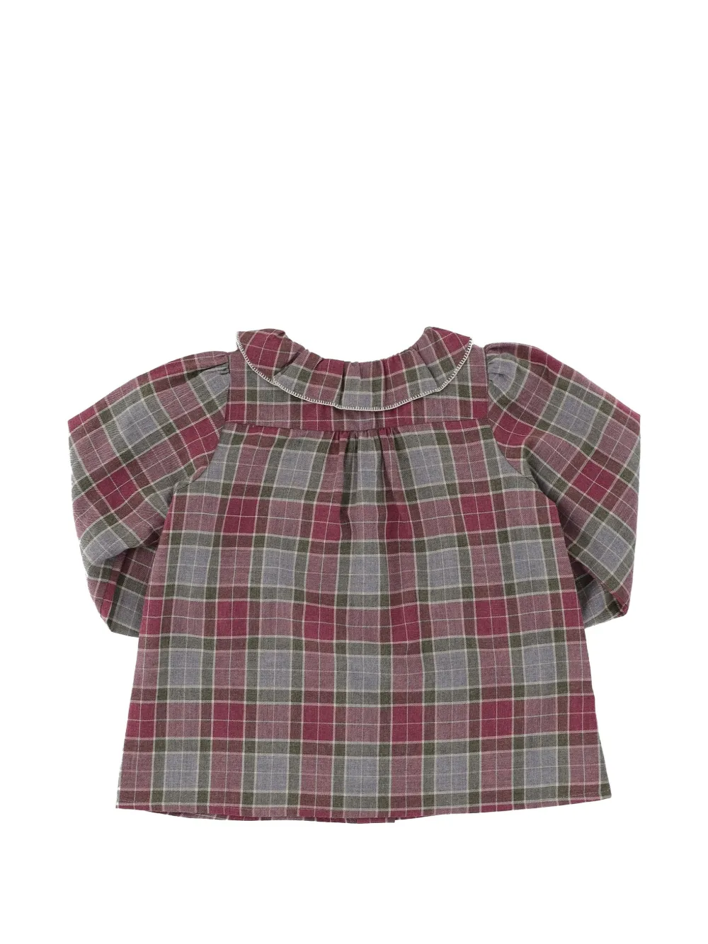 Bonpoint check ruffled-collar shirt Rood