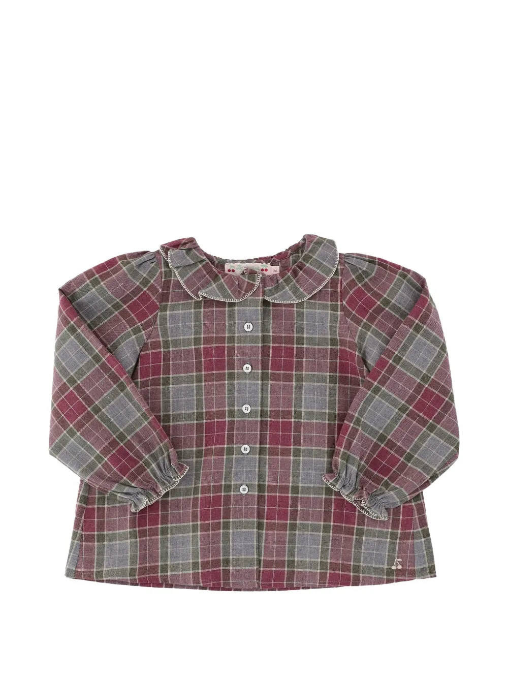 Bonpoint check ruffled-collar shirt Rood