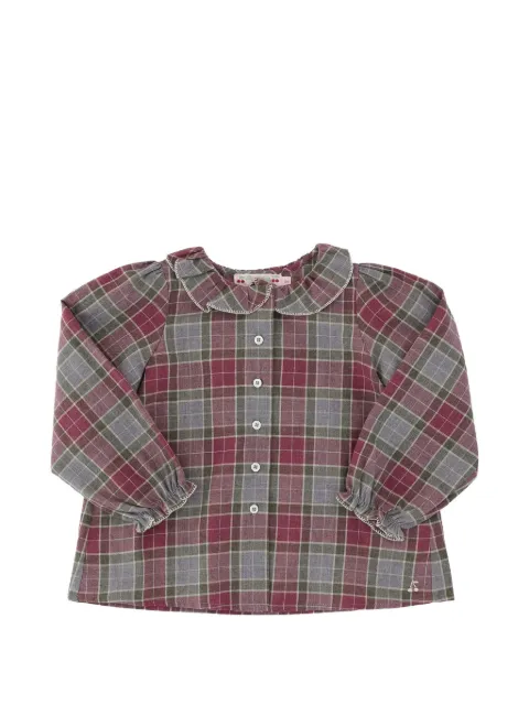 Bonpoint check ruffled-collar shirt