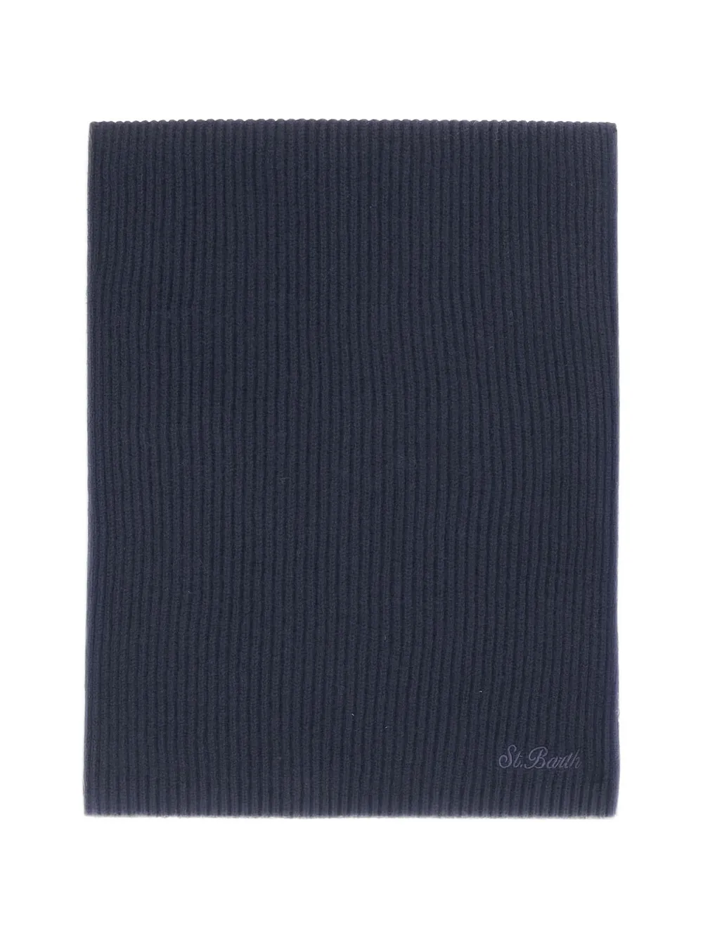 MC2 Saint Barth logo-embroidered ribbed-knit scarf Blauw