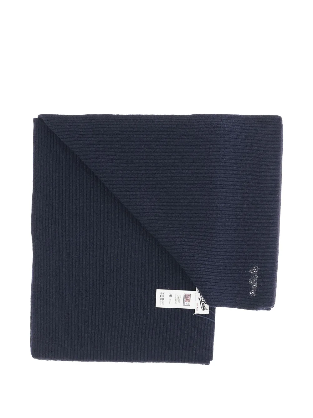 MC2 Saint Barth logo-embroidered ribbed-knit scarf Blauw