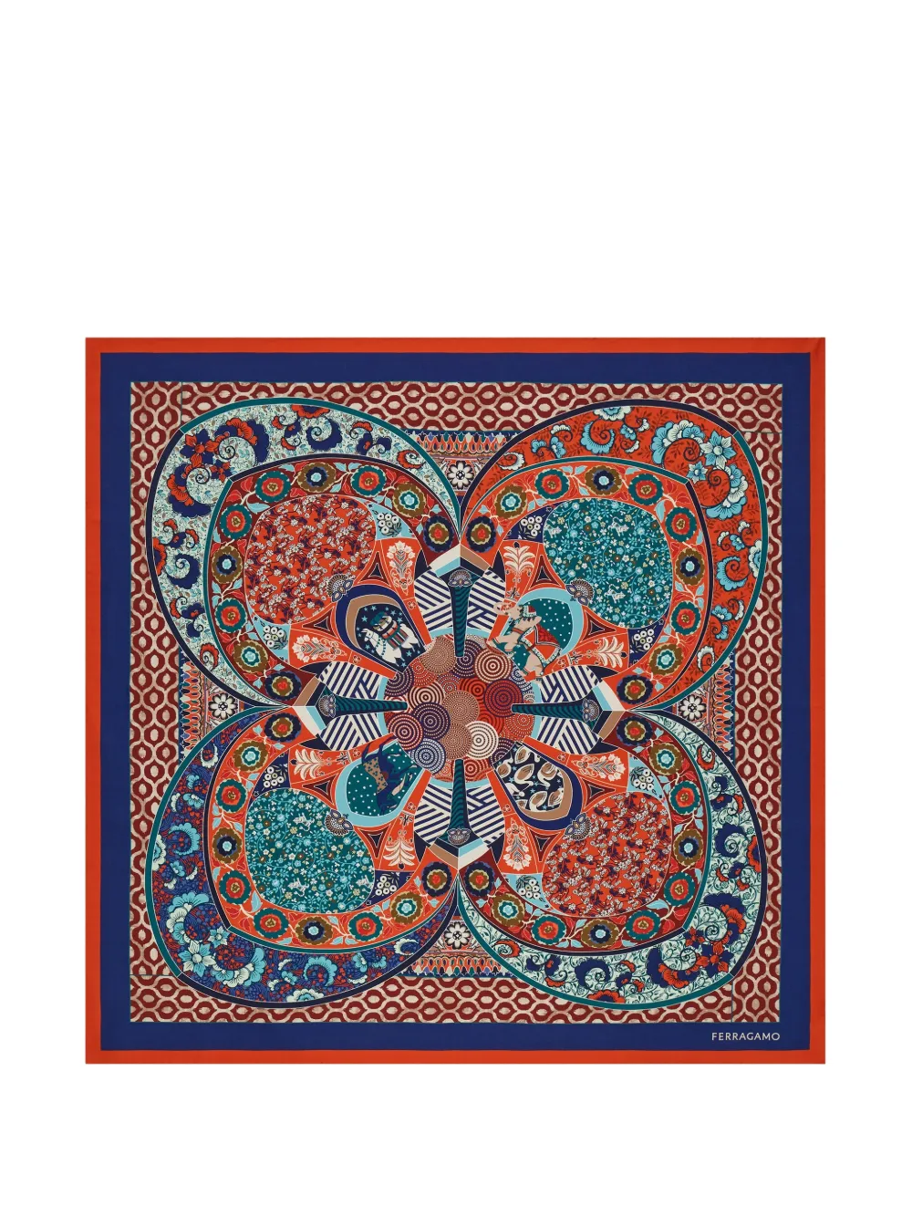 Ferragamo Monile print silk scarf - Rot