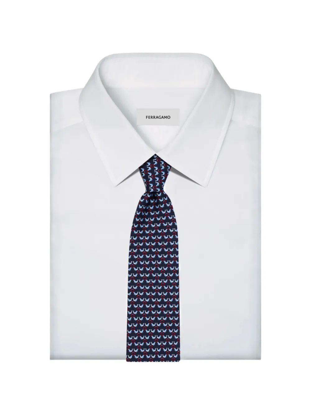 Ferragamo Circus print silk tie Blauw