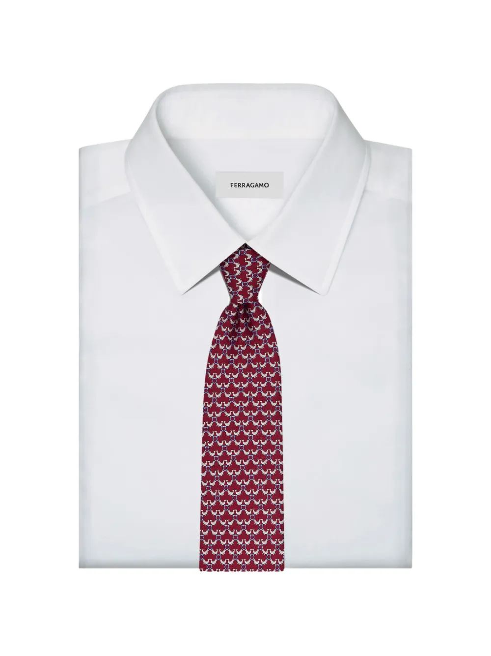 Ferragamo Circus print silk tie Rood