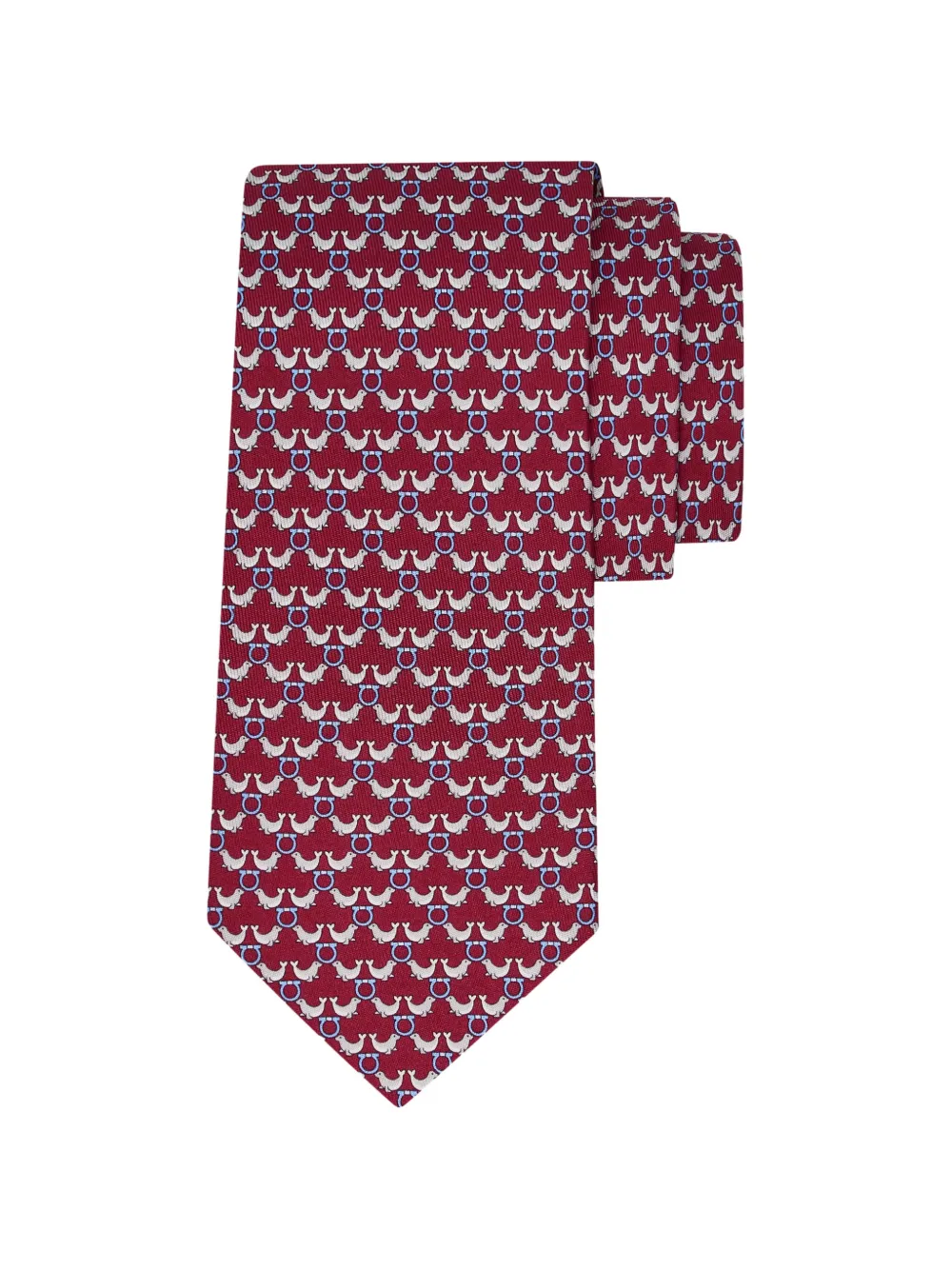 Ferragamo Circus print silk tie Rood