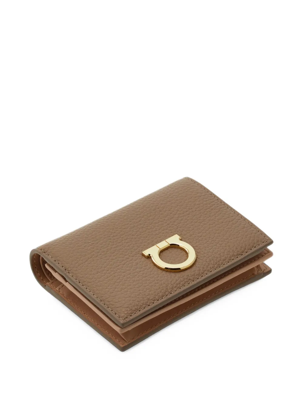 Ferragamo Gancini compact wallet Beige