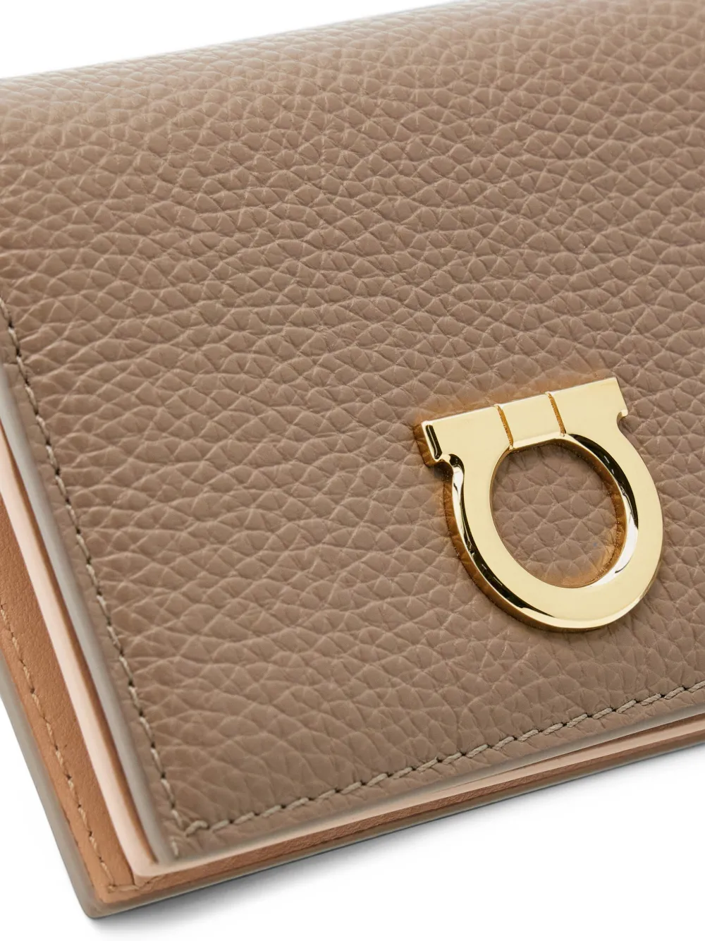 Ferragamo Gancini compact wallet Beige