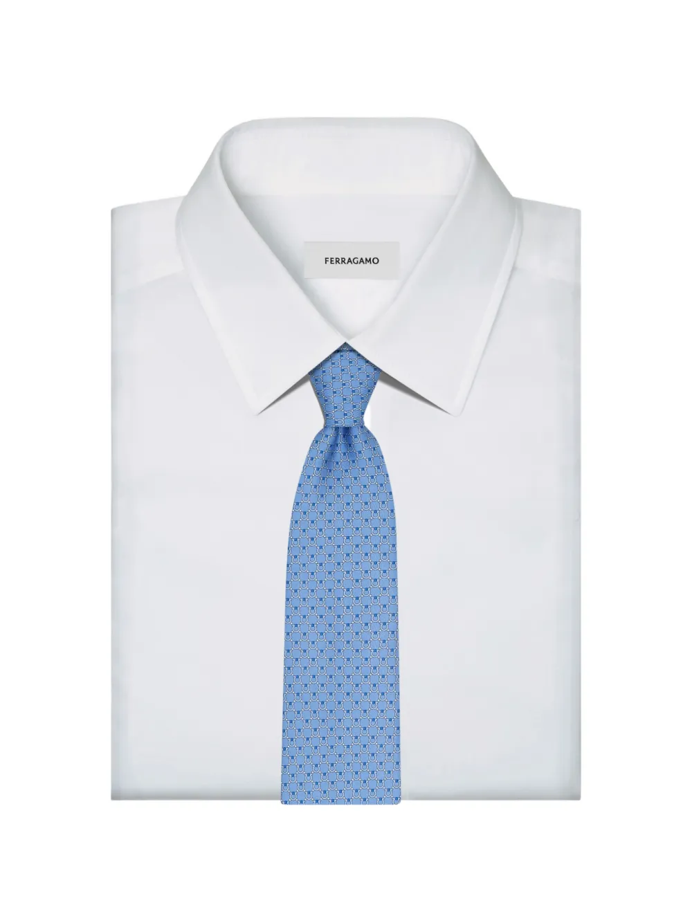 Ferragamo Gancini print silk tie Blauw
