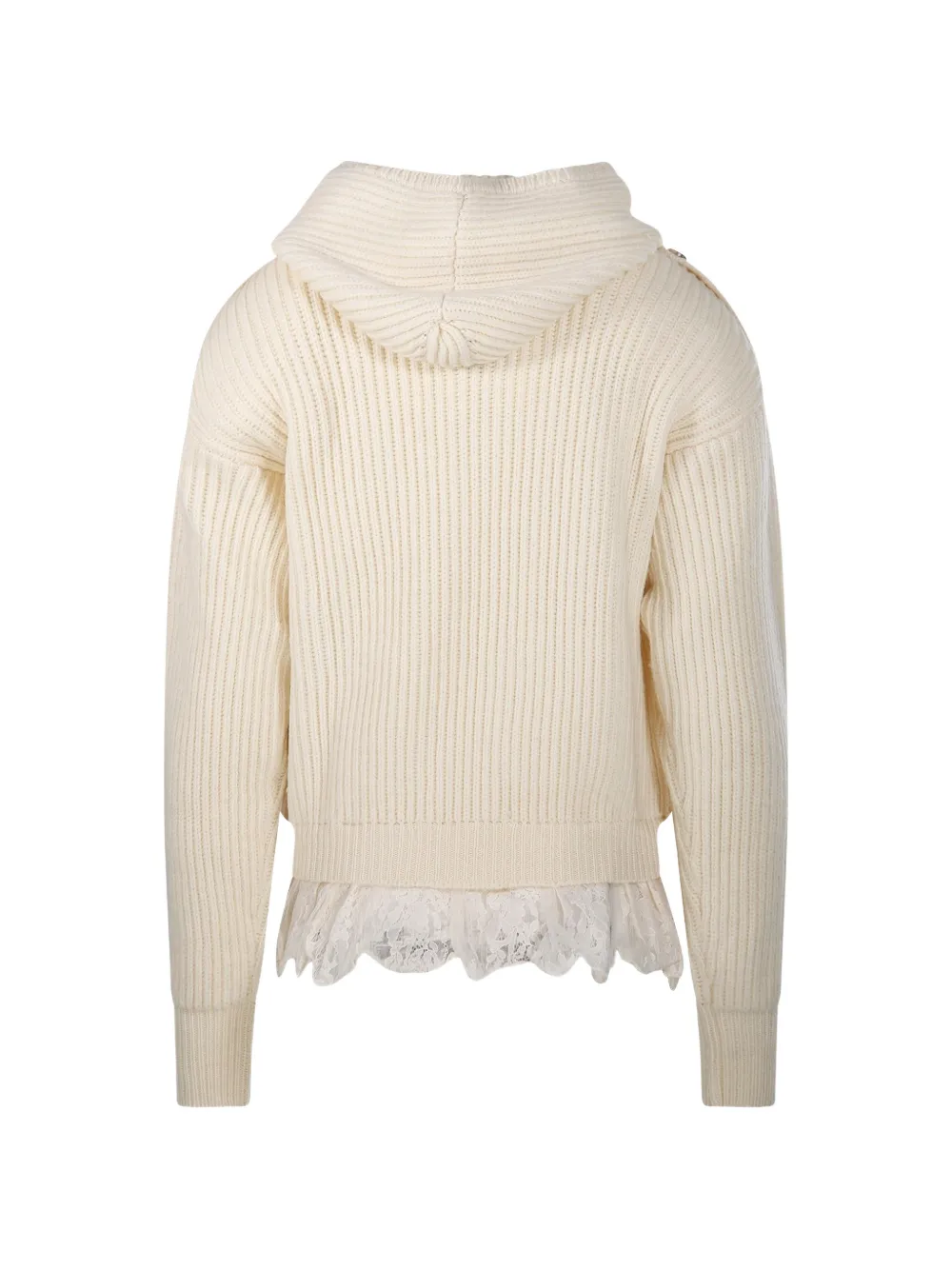 Giuseppe Di Morabito Geribbelde hoodie met kanten afwerking Beige