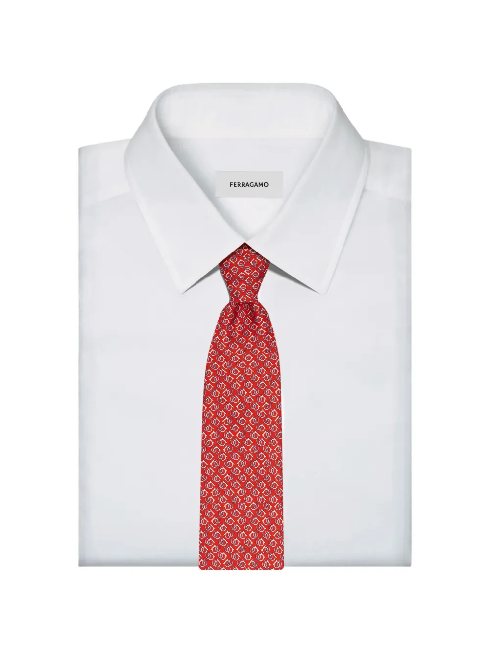 Ferragamo Good Luck print silk tie Rood