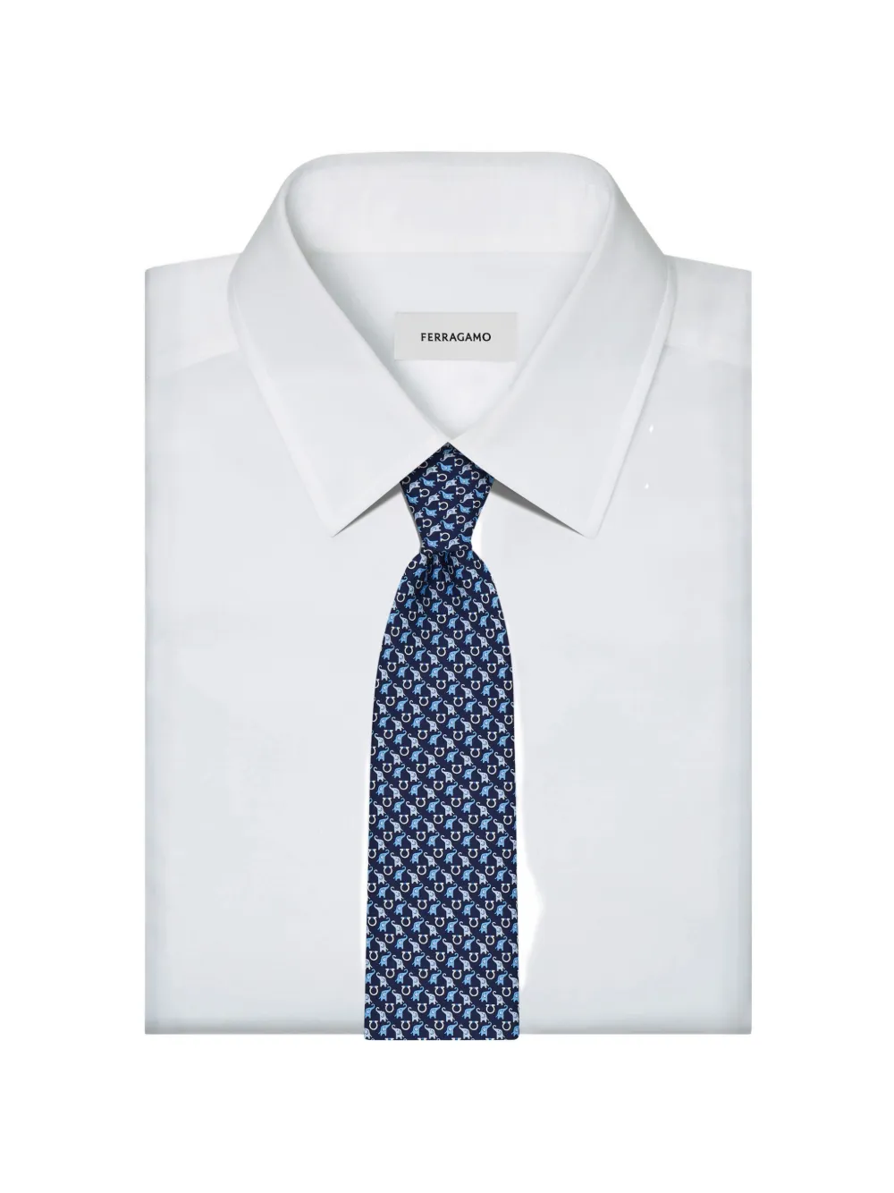 Ferragamo baby-elephant-print silk tie Blauw