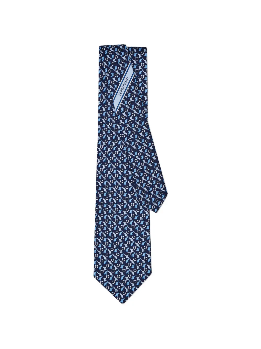 Ferragamo baby-elephant-print silk tie Blauw