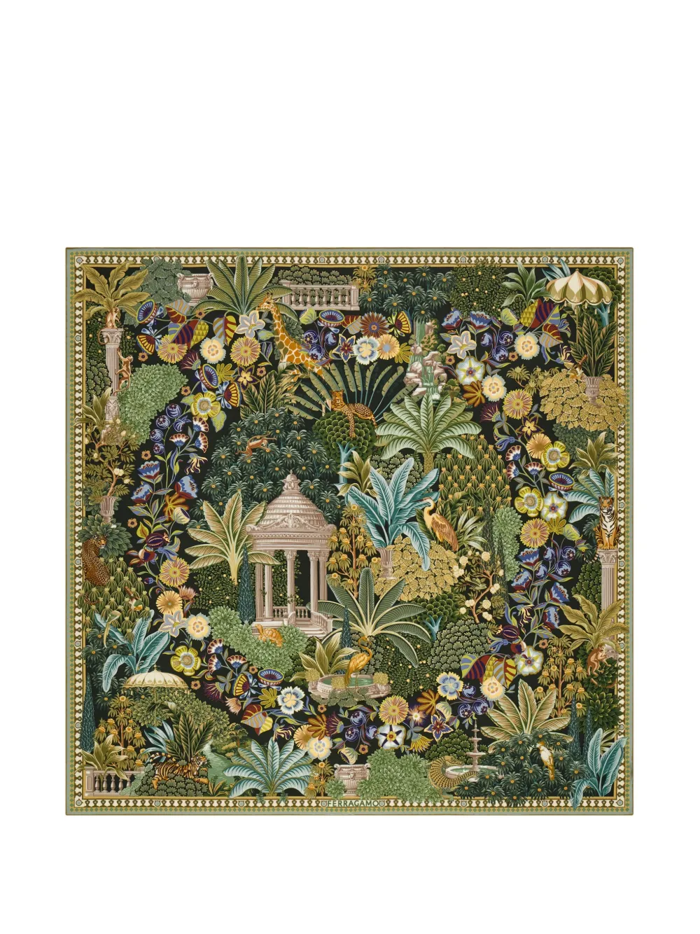Ferragamo Garden print silk scarf Groen
