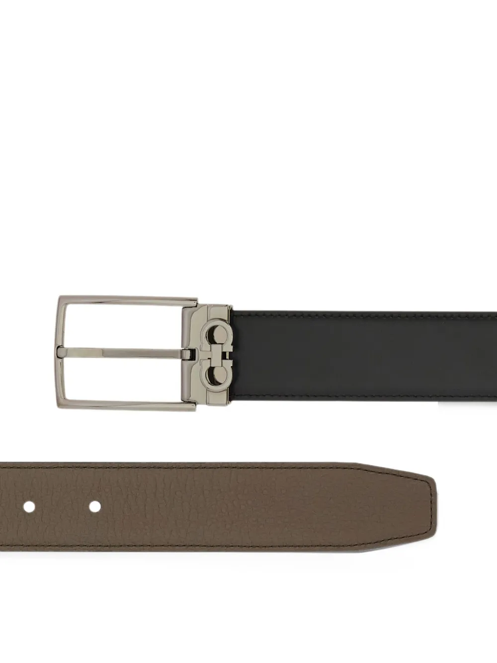 Ferragamo Reversible and adjustable Gancini belt Bruin