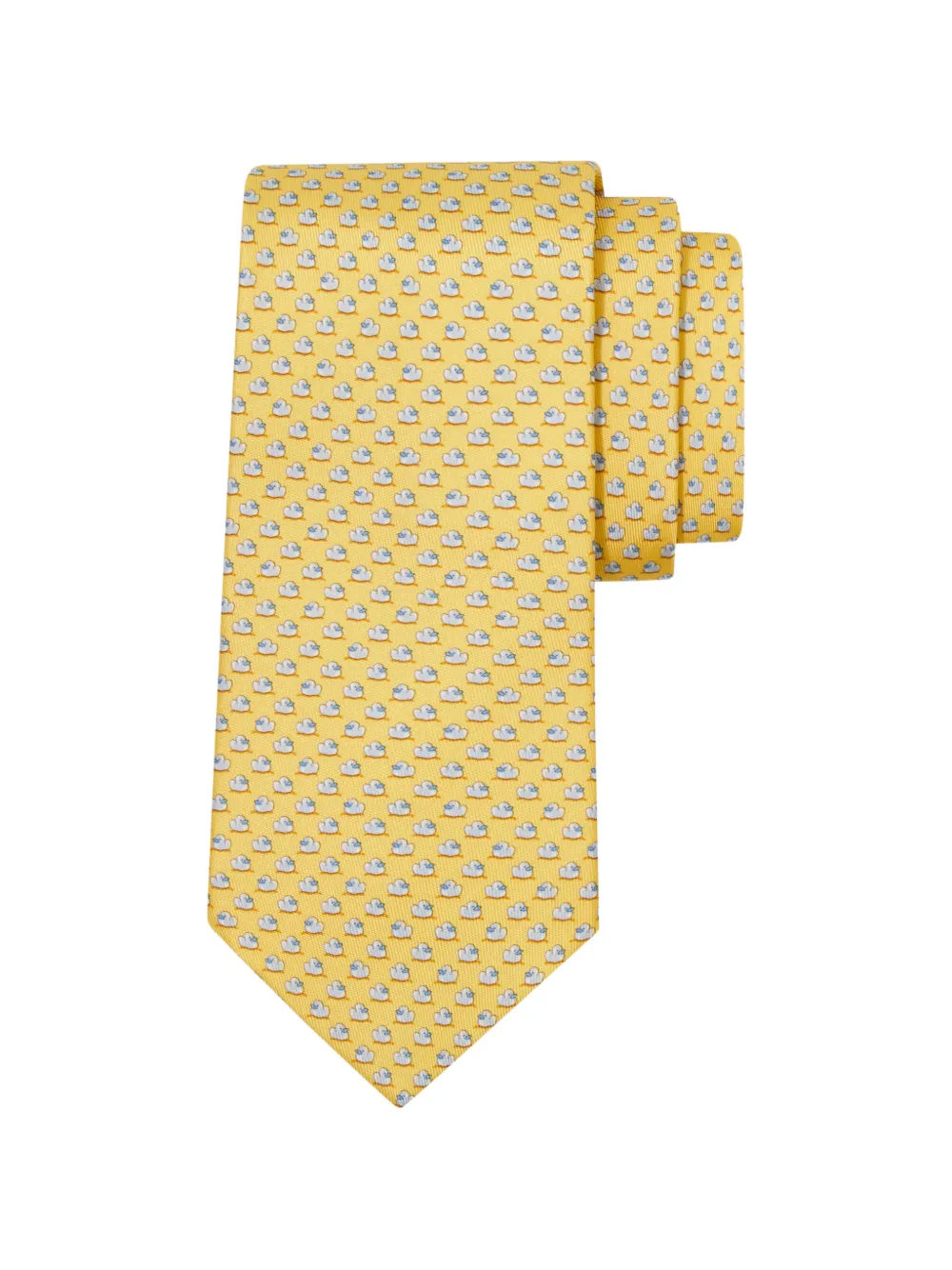 Ferragamo duckies print silk tie Geel