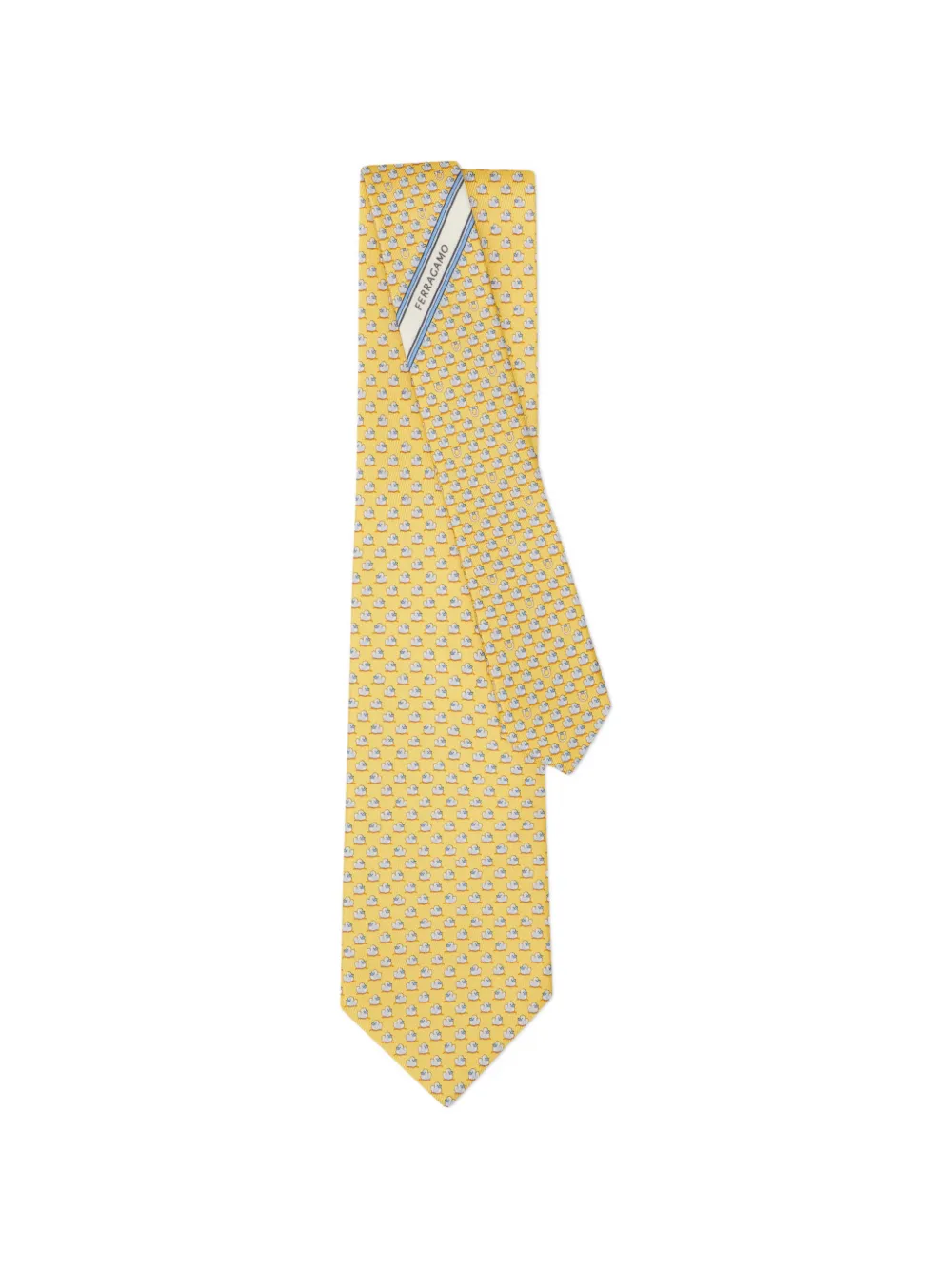 Ferragamo duckies print silk tie Geel