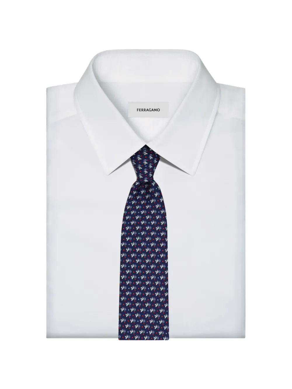 Ferragamo Cupid print silk tie Blauw