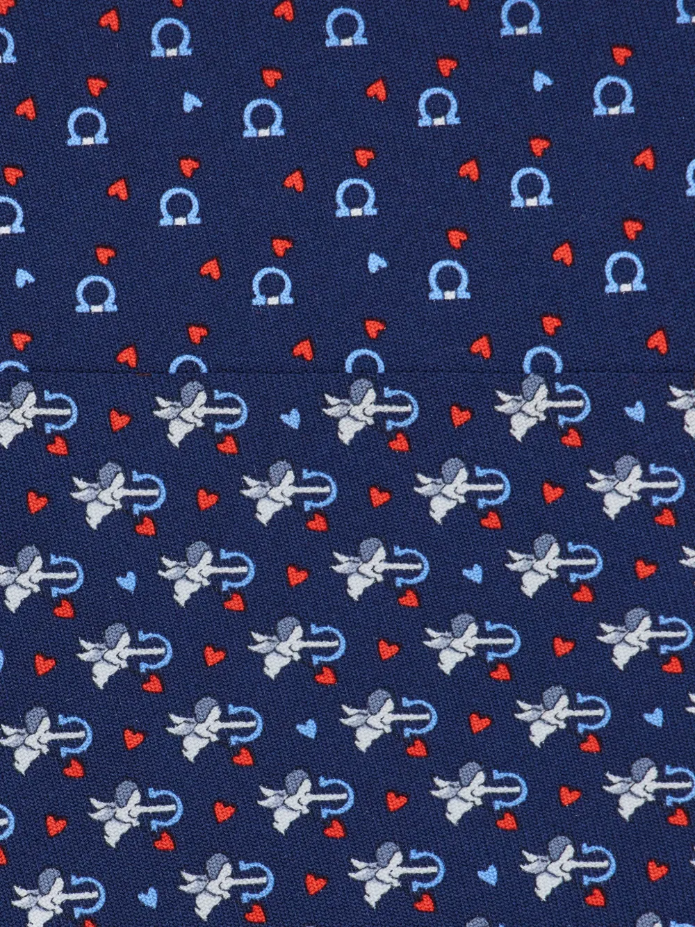 Ferragamo Cupid print silk tie Blauw