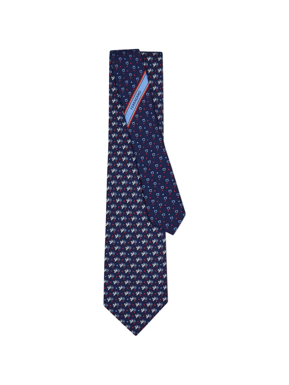 Ferragamo Cupid print silk tie Blauw