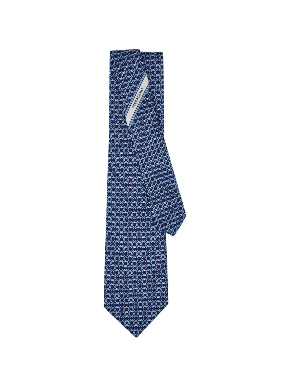 Ferragamo Gancini print silk tie Blauw