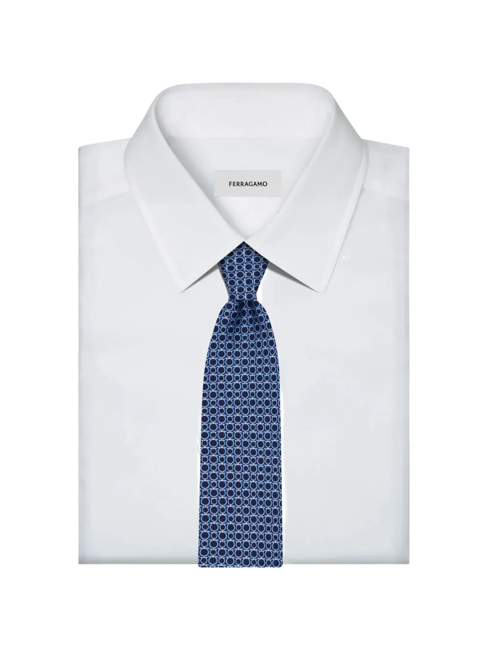 Ferragamo Gancini print silk tie Blauw