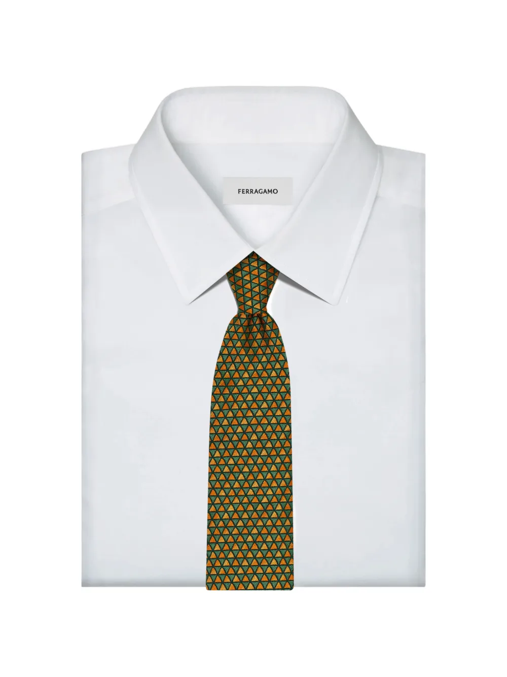 Ferragamo Graphic print jacquard tie Groen