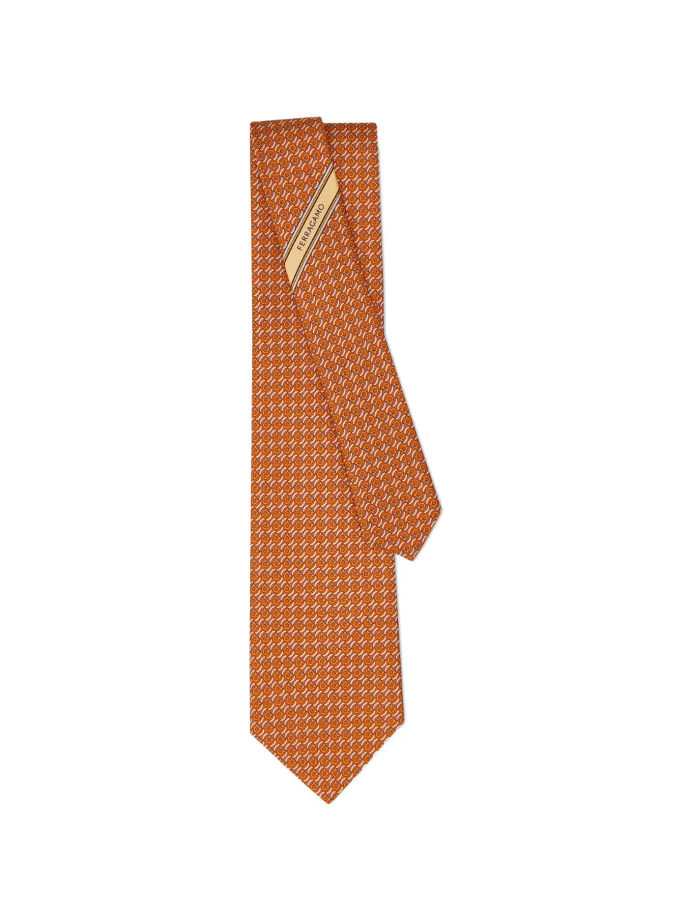 Ferragamo brackets print silk tie Oranje