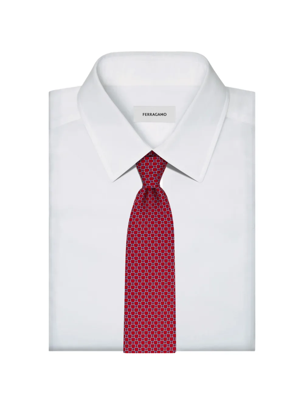 Ferragamo Gancini print silk tie Rood