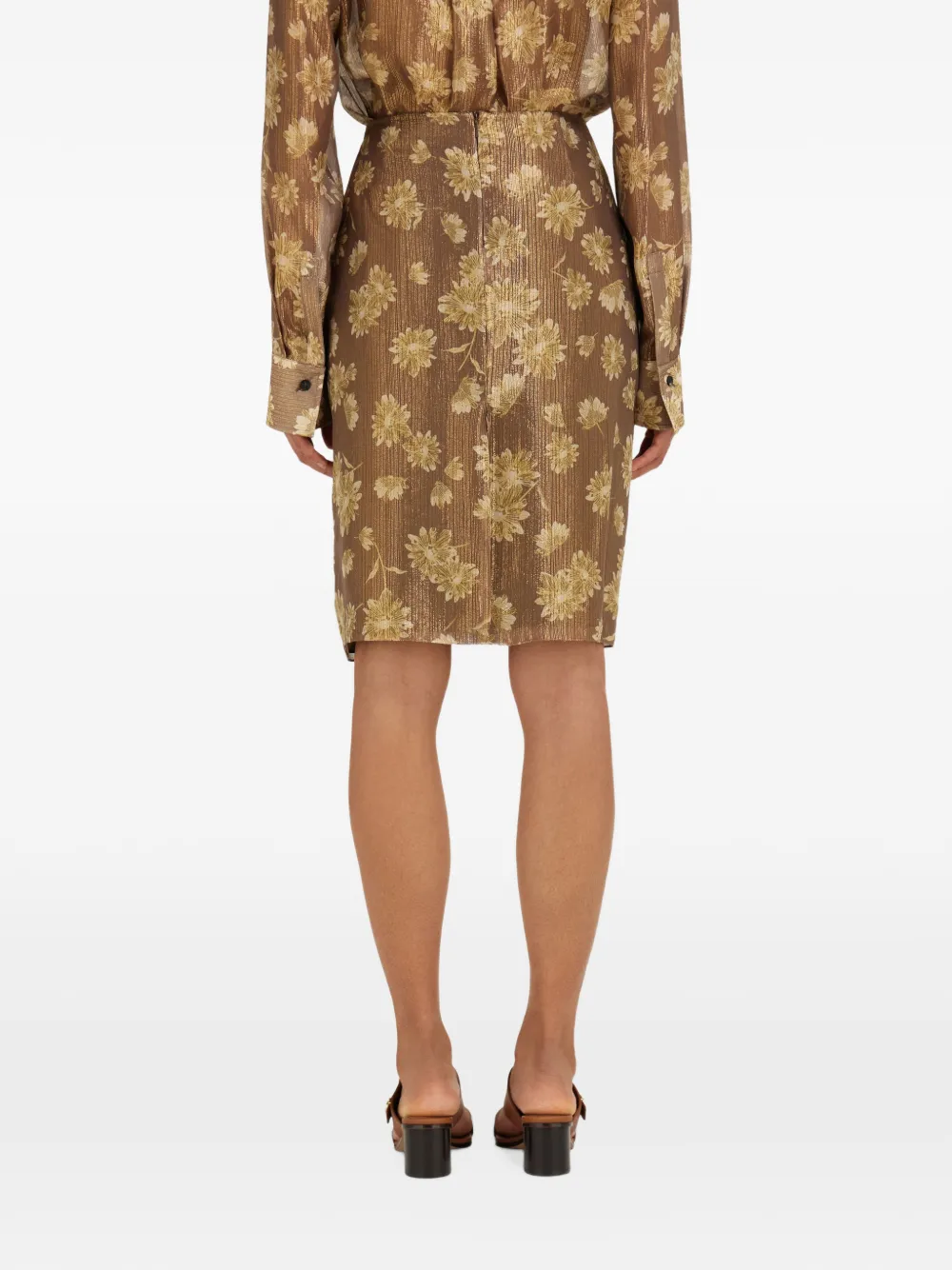 Ferragamo silk lamé midi skirt Bruin