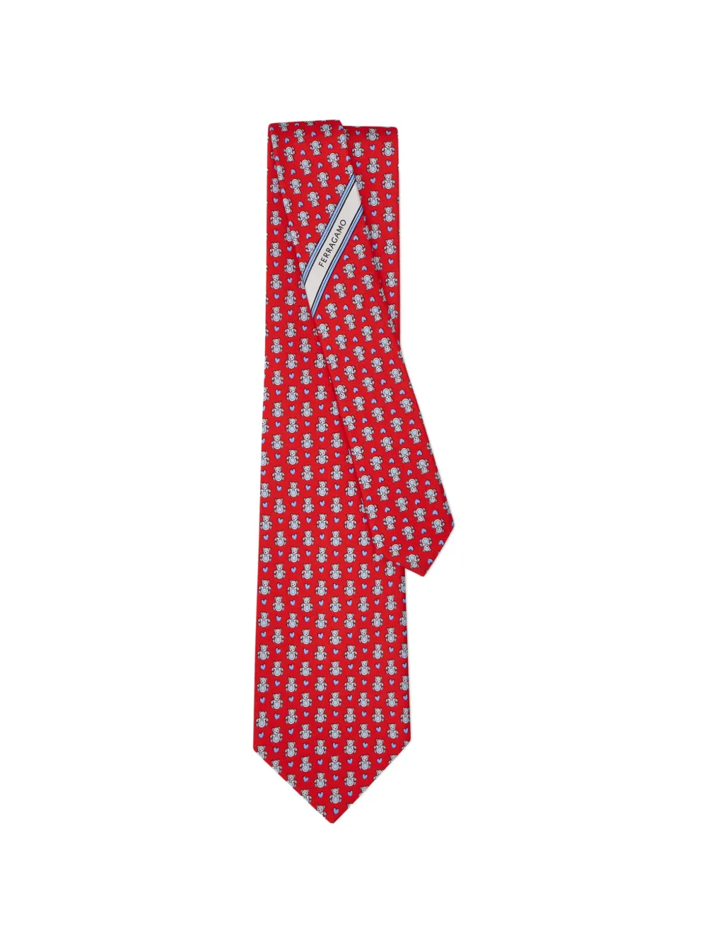 Ferragamo teddy-print silk tie Rood