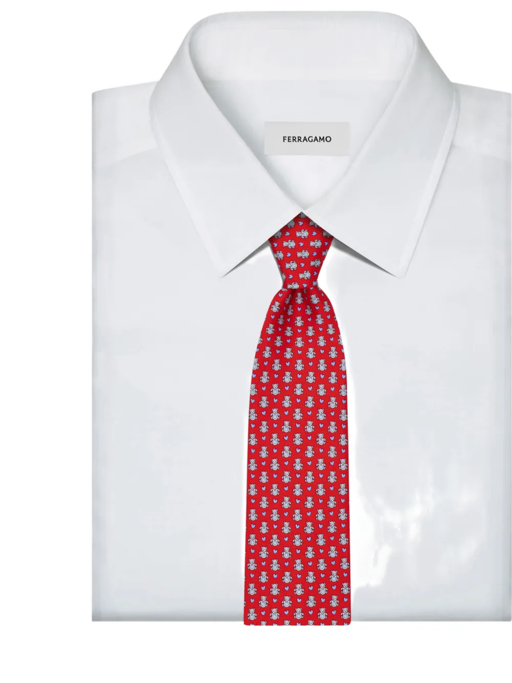Ferragamo teddy-print silk tie Rood