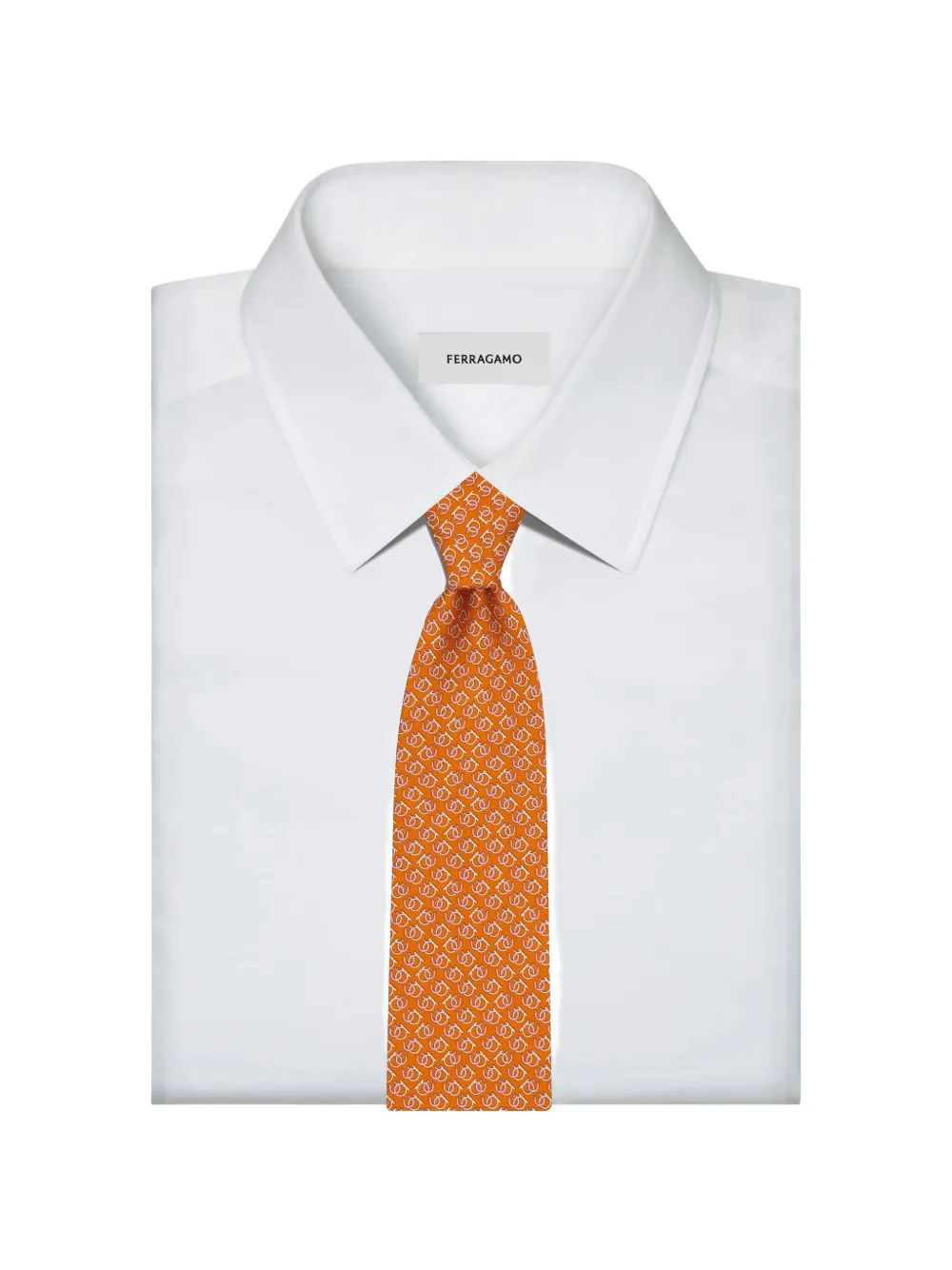 Ferragamo Good Luck print silk tie Oranje