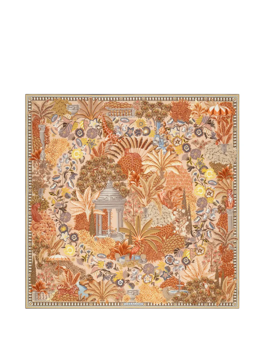 Ferragamo Garden print silk scarf - Toni neutri