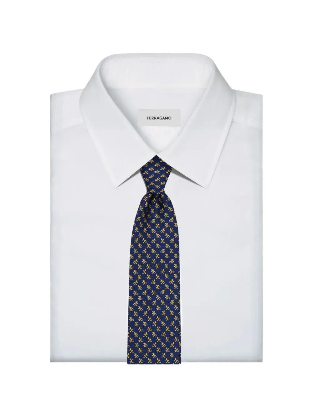 Ferragamo Gecko print silk tie Blauw
